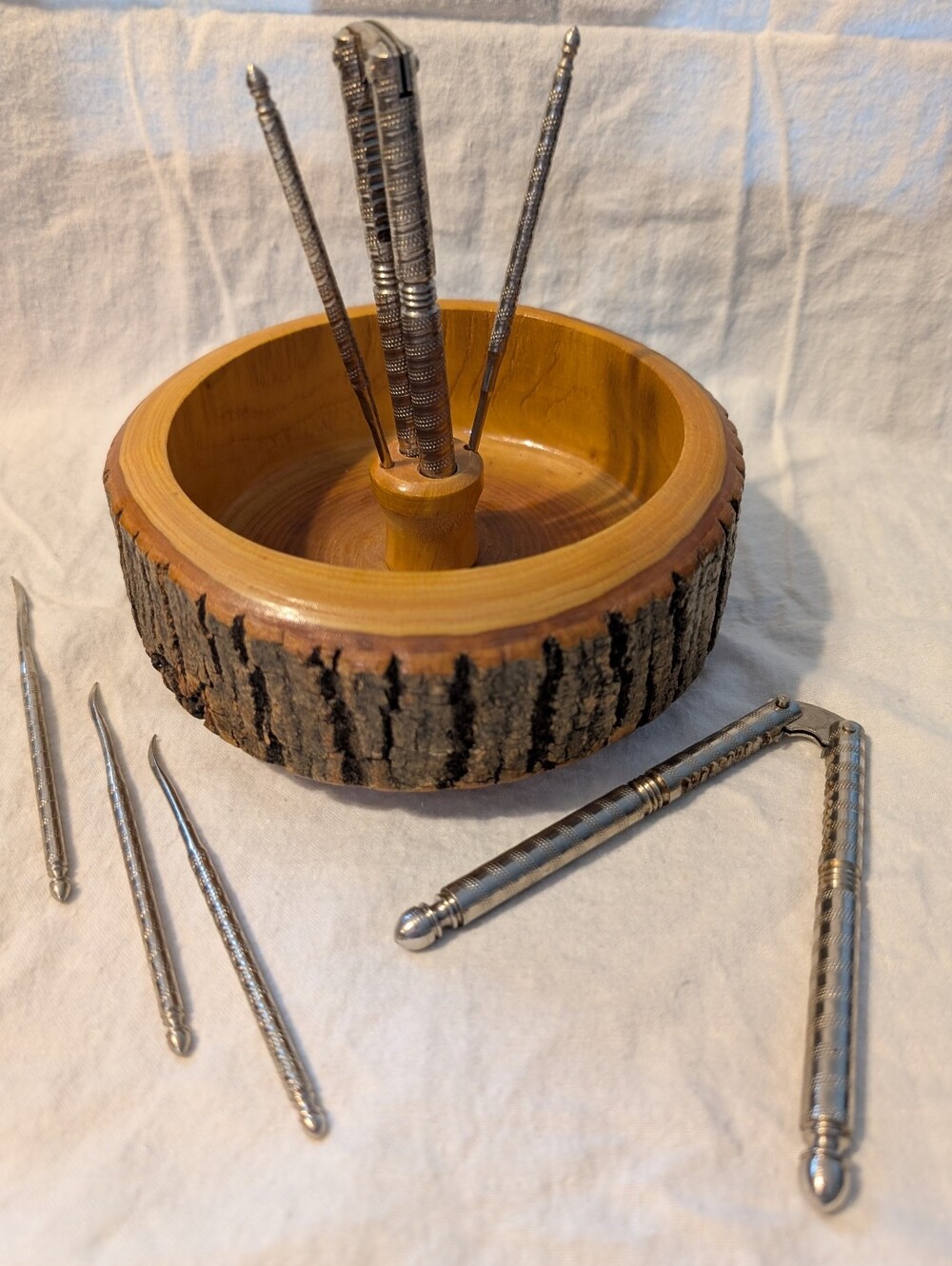 Vintage Nut Bowl With Cracker Tools And Picks
